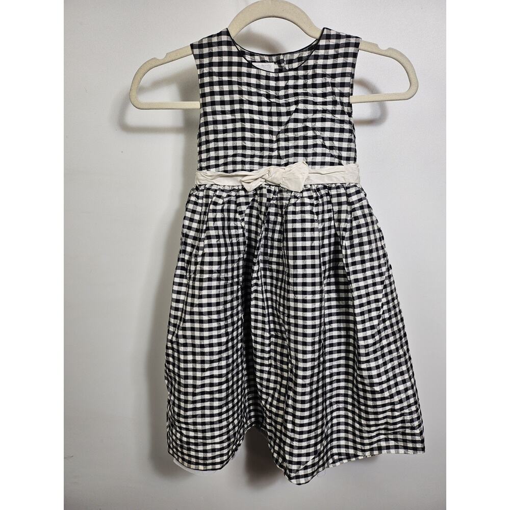 Perfectly Dressed Girl's Black And White Plaid Dress Size 6X Bow Tie